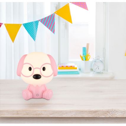 Globo - LED Himmennettävä ladattava lasten yö pieni lamppu LED/1W/5V 500 mAh vaaleanpunainen