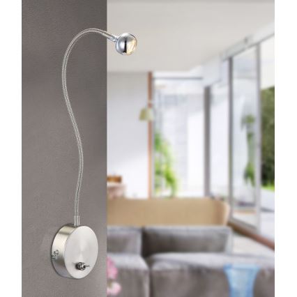 Globo - LED Joustava pieni lamppu LED/3W/230V kiiltävä kromi