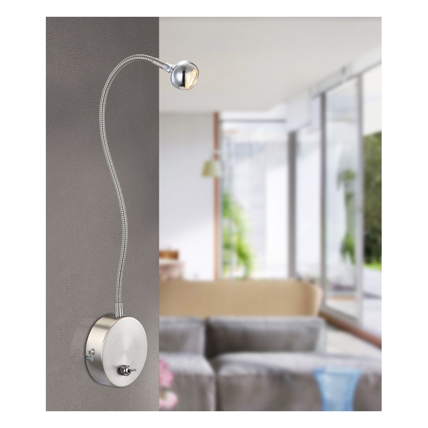Globo - LED Joustava pieni lamppu LED/3W/230V kiiltävä kromi