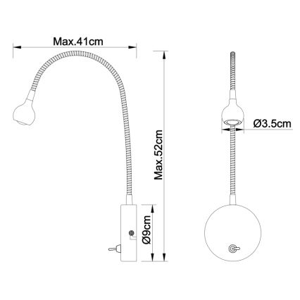 Globo - LED Joustava pieni lamppu LED/3W/230V kiiltävä kromi