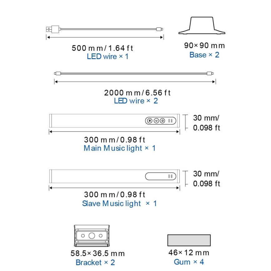 Globo RGB- SETTI 2x LED RGB Himmennettävä pöytävalaisin 2in1 LED/2W/5V USB Wi-Fi Tuya