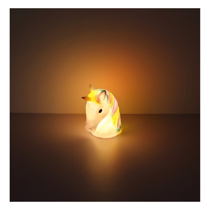 Globo - Lasten LED-yövalo LED/1W/230/4,5V 3xAA yksisarvinen