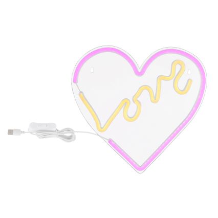 Globo - LED Neon seinäkoriste LED/3W/USB sydän