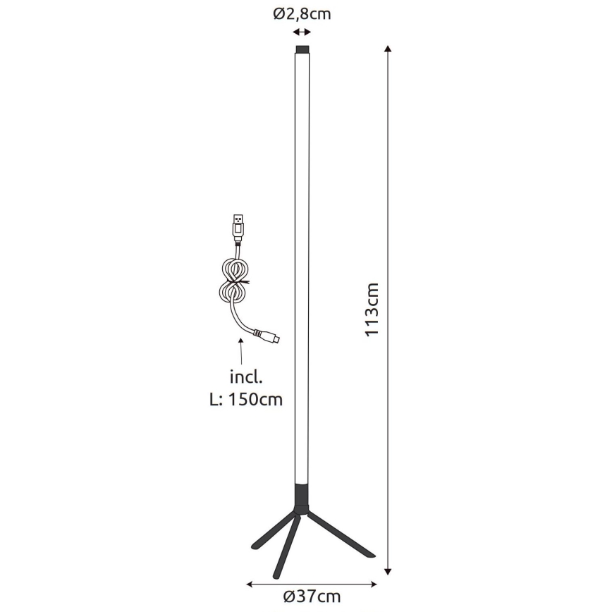 Globo - LED RGB himmennettävä lattiavalaisin LED/7W/5V + kaukosäädin
