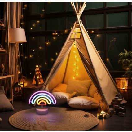 Globo - LED Neon pöytä koriste LED/2W/3xAA sateenkaari