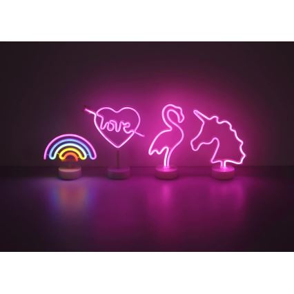 Globo - LED Neon pöytä koriste LED/2W/3xAA sateenkaari