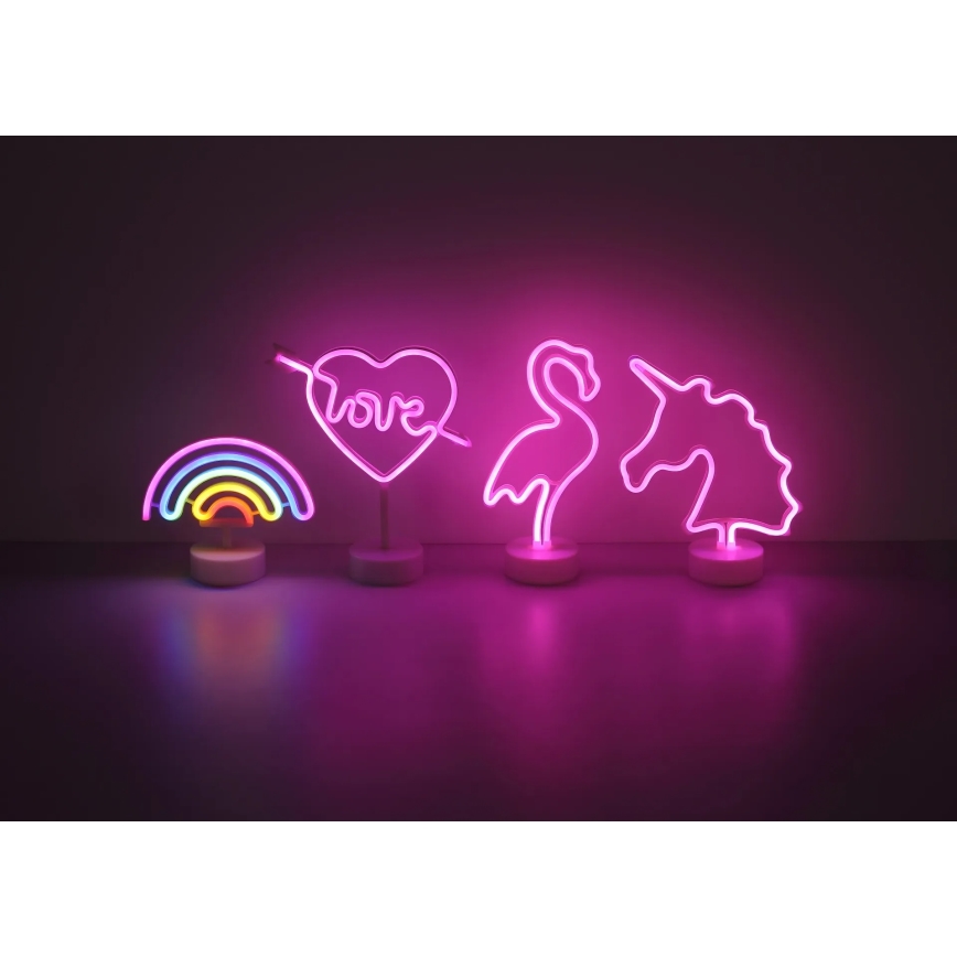 Globo - LED Neon pöytä koriste LED/2W/3xAA sateenkaari