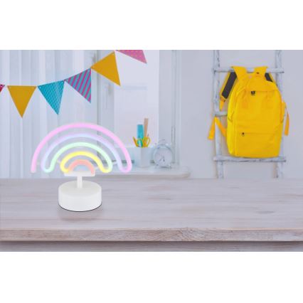 Globo - LED Neon pöytä koriste LED/2W/3xAA sateenkaari