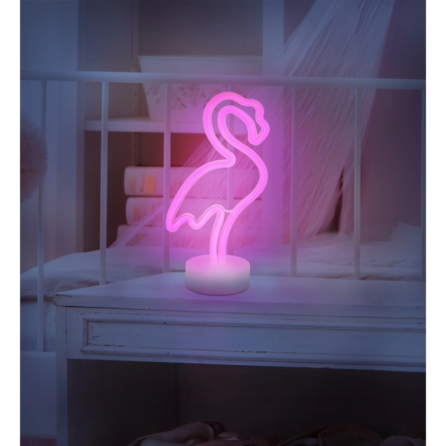 Globo - LED Neon pöytä koriste LED/2W/3xAA flamingo