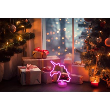 Globo - LED Neon pöytä koriste LED/2W/3xAA yksisarvinen