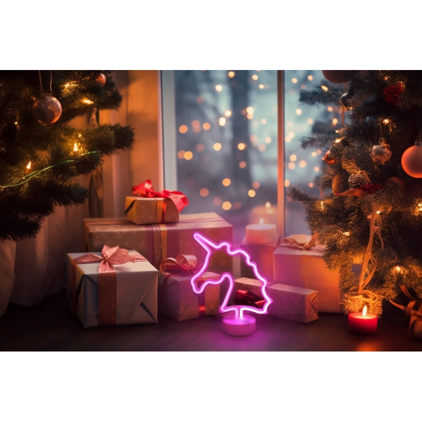 Globo - LED Neon pöytä koriste LED/2W/3xAA yksisarvinen