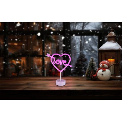 Globo - LED Neon pöytä koriste LED/2W/3xAA sydän