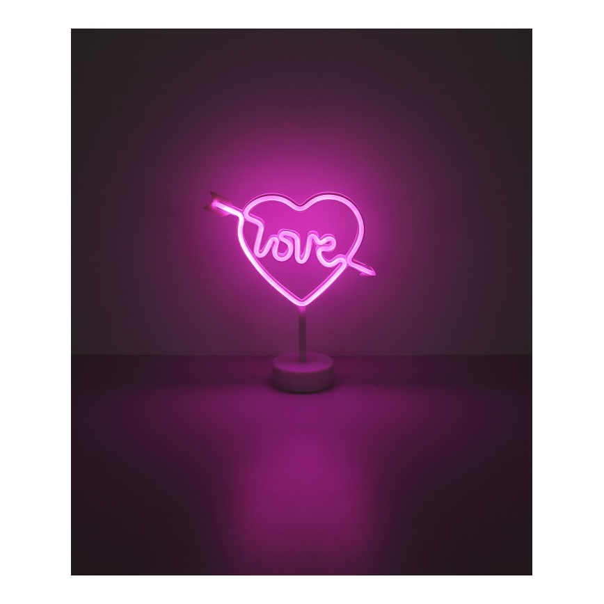 Globo - LED Neon pöytä koriste LED/2W/3xAA sydän
