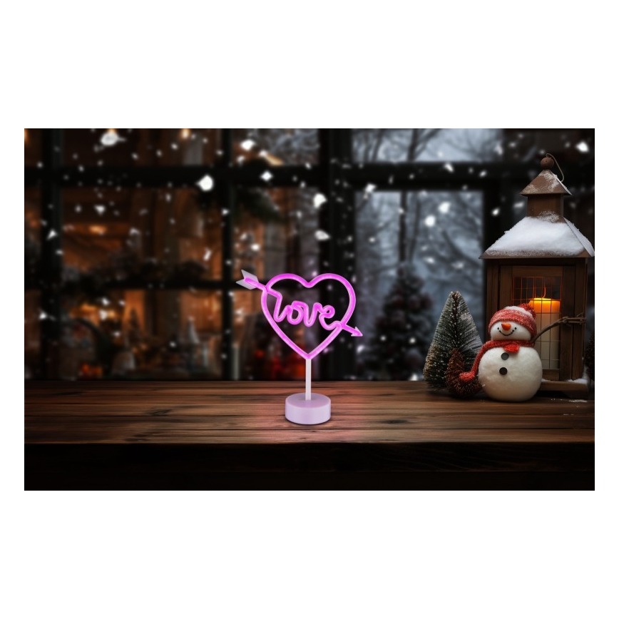 Globo - LED Neon pöytä koriste LED/2W/3xAA sydän