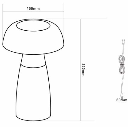 Globo - LED Himmennettävä ja ladattava pöytälamppu LED/1,5W/5V 800mAh 2700K/4000K/6500K