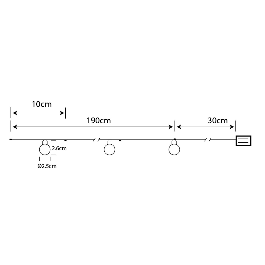 Globo - LED-jouluketju 20xLED/2xAA 2,2m lämpimänvalkoinen