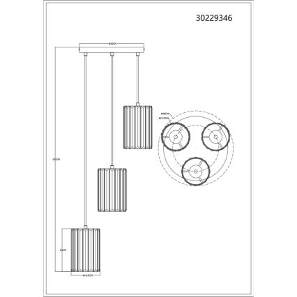 Globo - Kattokruunu johdossa 3xE27/60W/230V halkaisija 35 cm