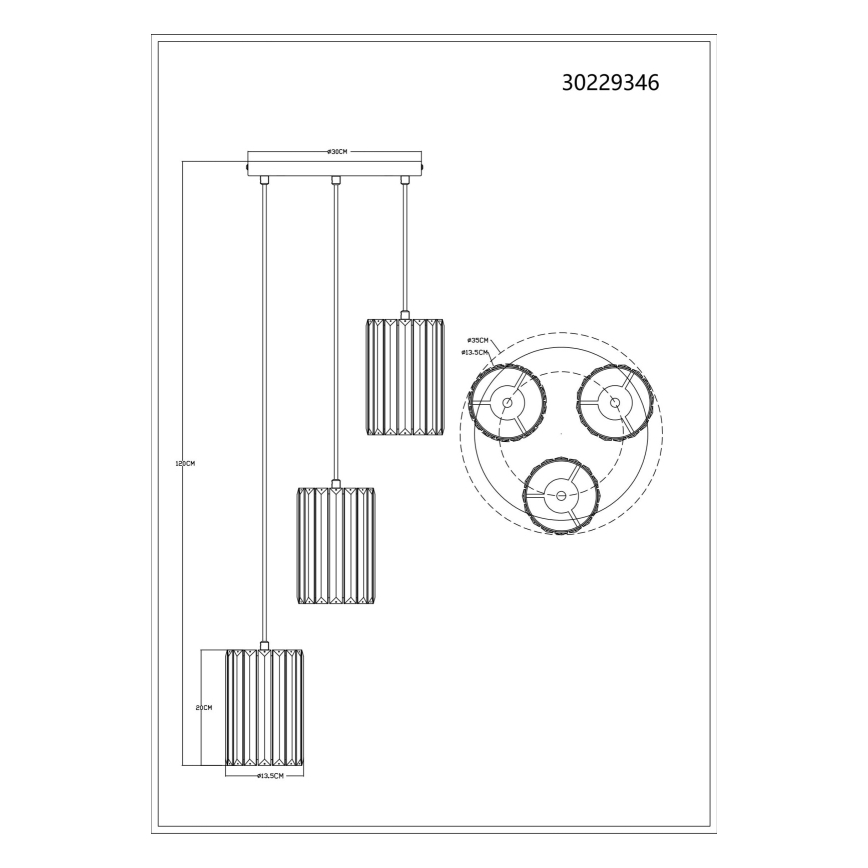 Globo - Kattokruunu johdossa 3xE27/60W/230V halkaisija 35 cm