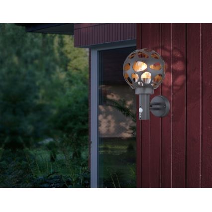 Globo - Ulkoseinävalo sensorilla 1xE27/15W/230V IP44