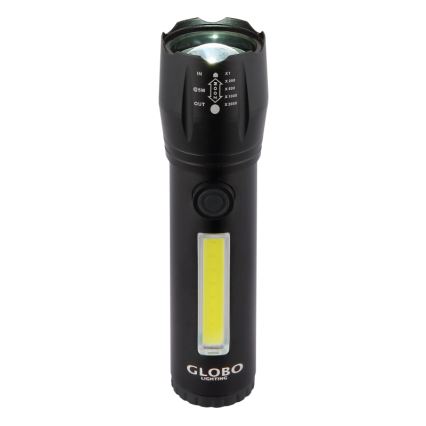 Globo - Ladattava LED-taskulamppu LED/3W/5V + COB/3W 5500K 1200 mAh