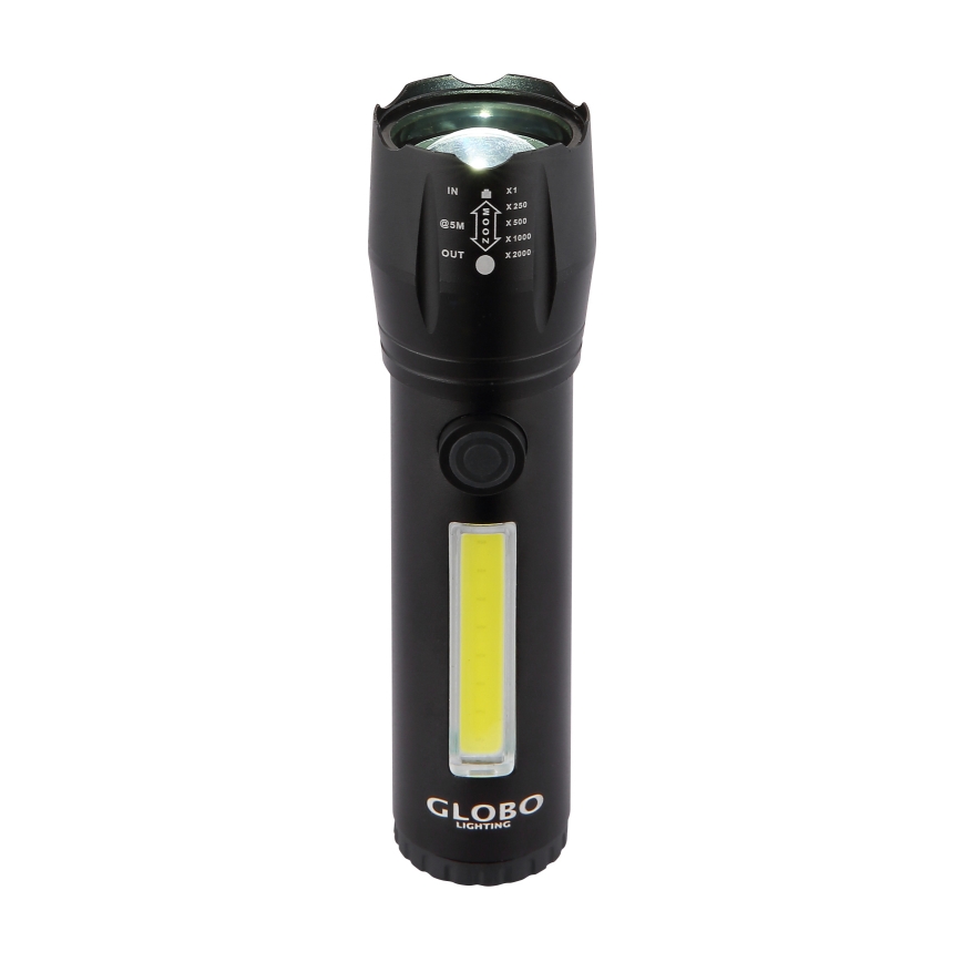 Globo - Ladattava LED-taskulamppu LED/3W/5V + COB/3W 5500K 1200 mAh