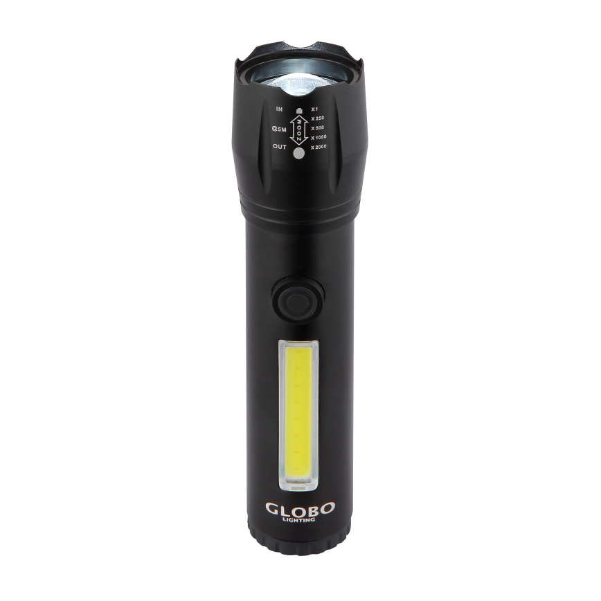 Globo - Ladattava LED-taskulamppu LED/3W/5V + COB/3W 5500K 1200 mAh