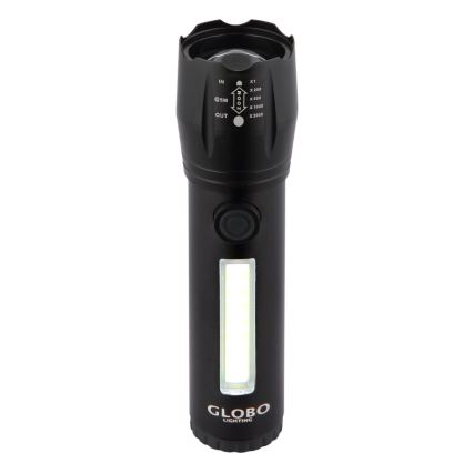 Globo - Ladattava LED-taskulamppu LED/3W/5V + COB/3W 5500K 1200 mAh