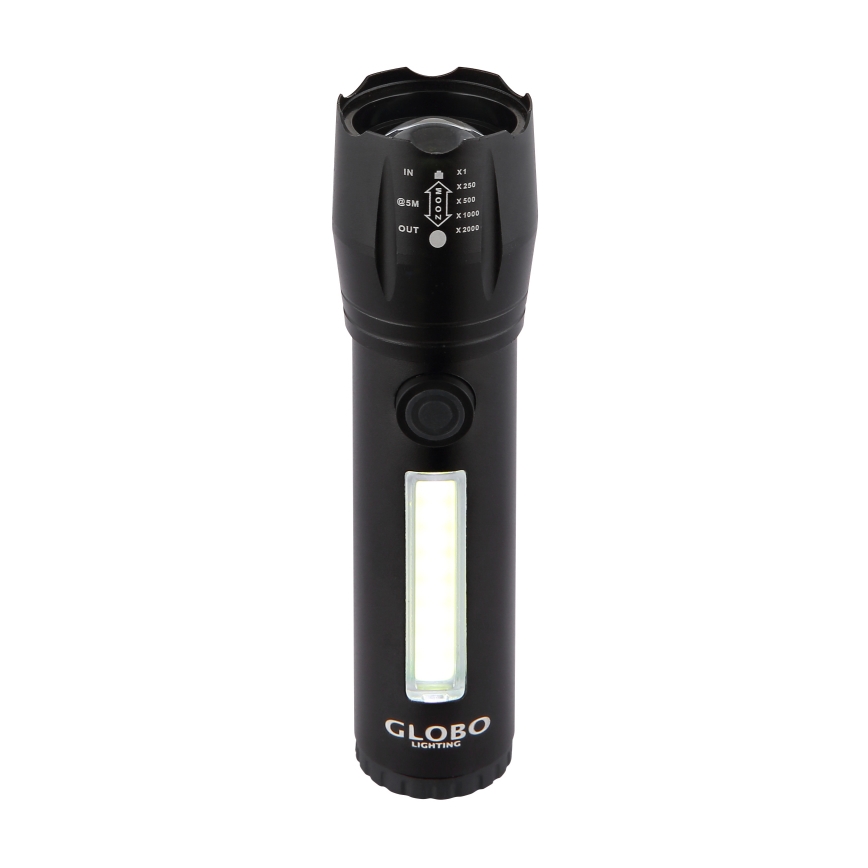 Globo - Ladattava LED-taskulamppu LED/3W/5V + COB/3W 5500K 1200 mAh