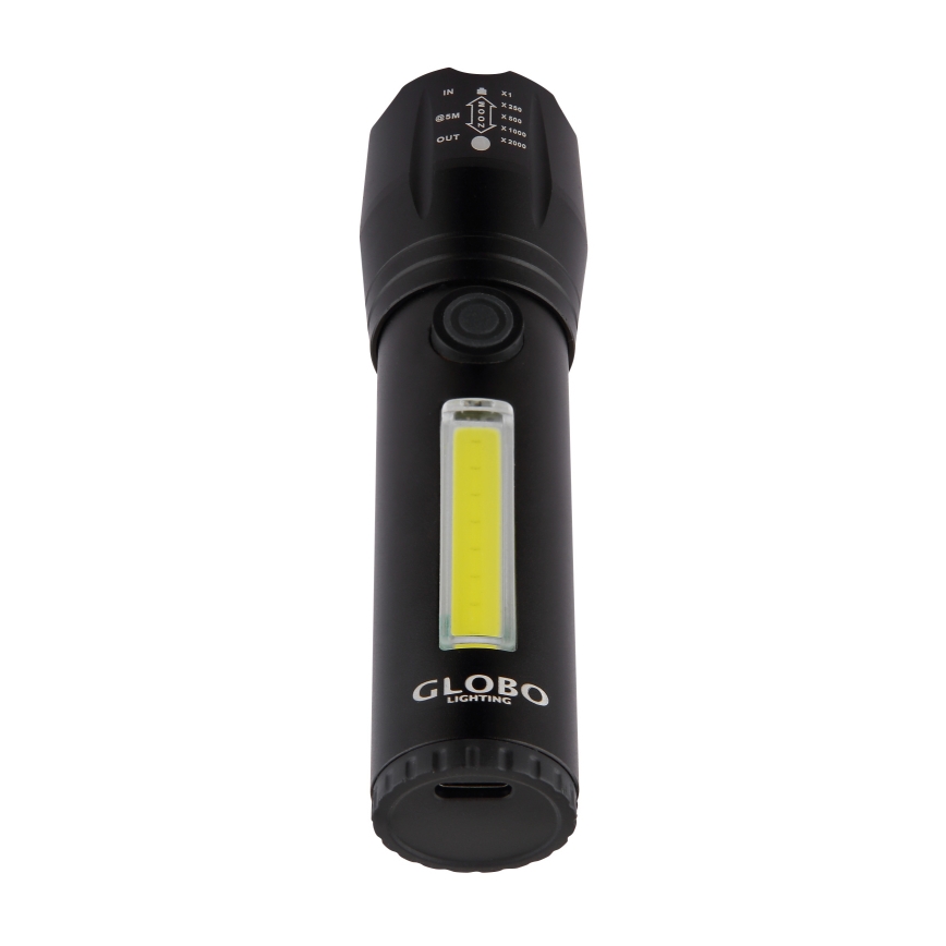 Globo - Ladattava LED-taskulamppu LED/3W/5V + COB/3W 5500K 1200 mAh