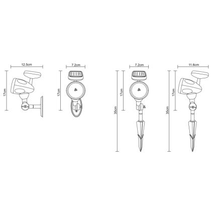 Globo - LED Aurinkovalaistus 3xLED/0,06W IP44