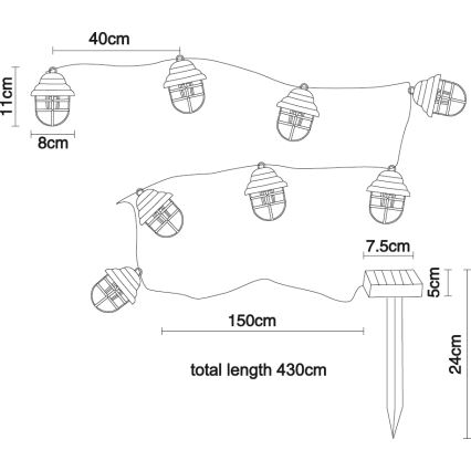 Globo - LED aurinkokenno koristevalo 8xLED/3,2V IP44