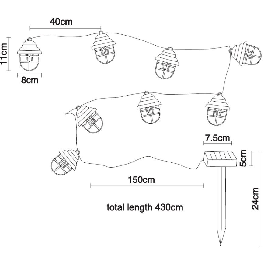 Globo - LED aurinkokenno koristevalo 8xLED/3,2V IP44