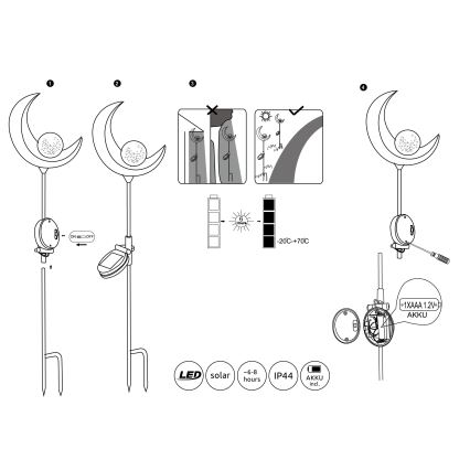 Globo - LED aurinkokennovalo LED/0,02W/3V 600mAh IP44 pronssi