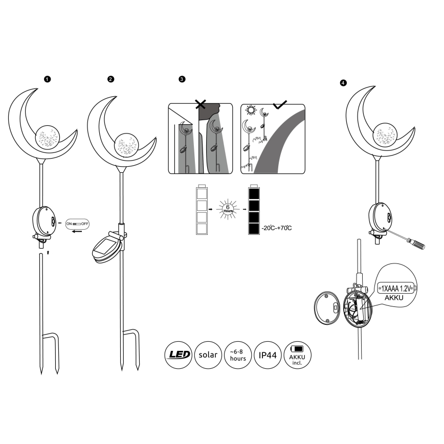 Globo - LED aurinkokennovalo LED/0,02W/3V 600mAh IP44 pronssi
