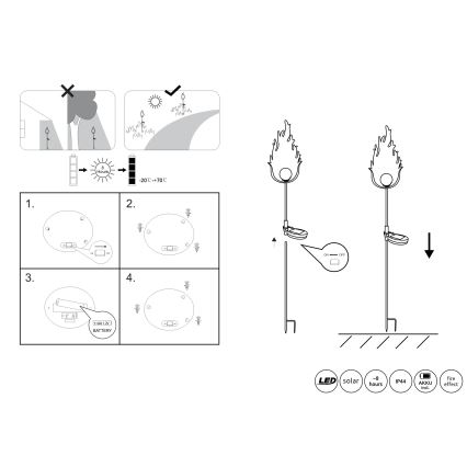 Globo - LED Aurinkokennovalo LED/0,04W/3V IP44