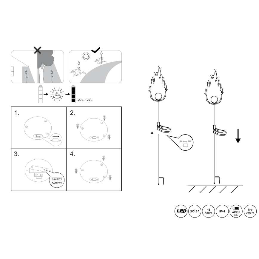Globo - LED Aurinkokennovalo LED/0,04W/3V IP44