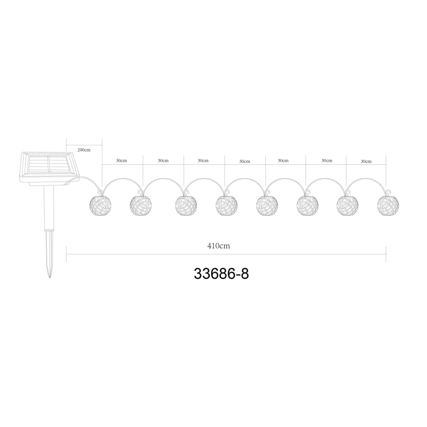 Globo - LED Solar koristeellinen ketju 98xLED/0,1W/3V 410 cm IP44 600 mAh
