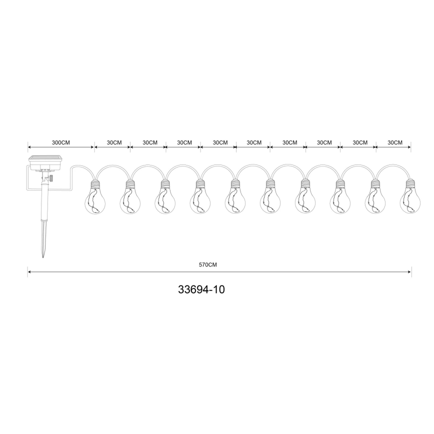 Globo - LED Solar koristeellinen ketju 50xLED/0,06W/3,2V 570 cm IP44