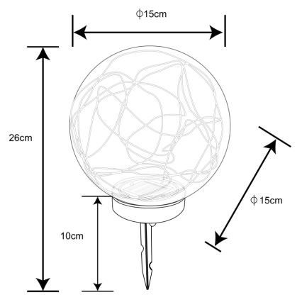 Globo - LED-aurinkovalaistus 20xLED/0,06W/1,2V halkaisija 15 cm IP44