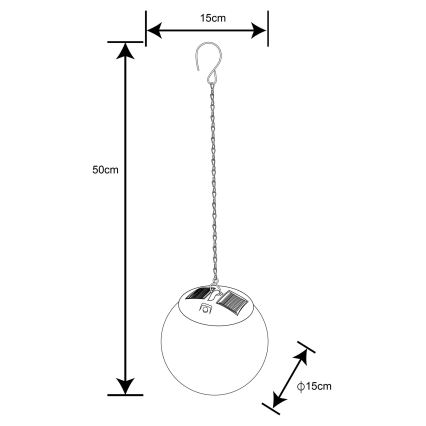 Globo - LED-aurinkokruunu ketjussa 20xLED/0,06W/1,2V halkaisija 15 cm IP44