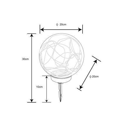 Globo - LED-aurinkovalaistus 30xLED/0,06W/1,2V halkaisija 20 cm IP44