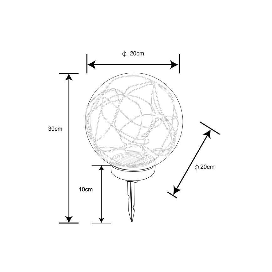 Globo - LED-aurinkovalaistus 30xLED/0,06W/1,2V halkaisija 20 cm IP44