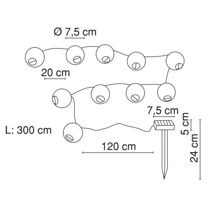 Globo - LED-aurinkoketju 10xLED/0,06W/1,2V IP44