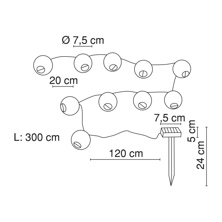 Globo - LED-aurinkoketju 10xLED/0,06W/1,2V IP44