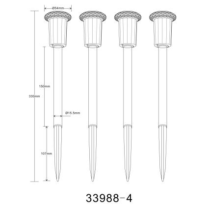 Globo - SETTI 4x LED-aurinkovalaistus LED/0,06W/1,2V IP44 100 mAh