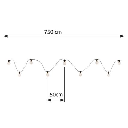 Globo - LED koristeketju ulkokäyttöön 10xLED/0,27W/230V 7,5 m IP44 musta