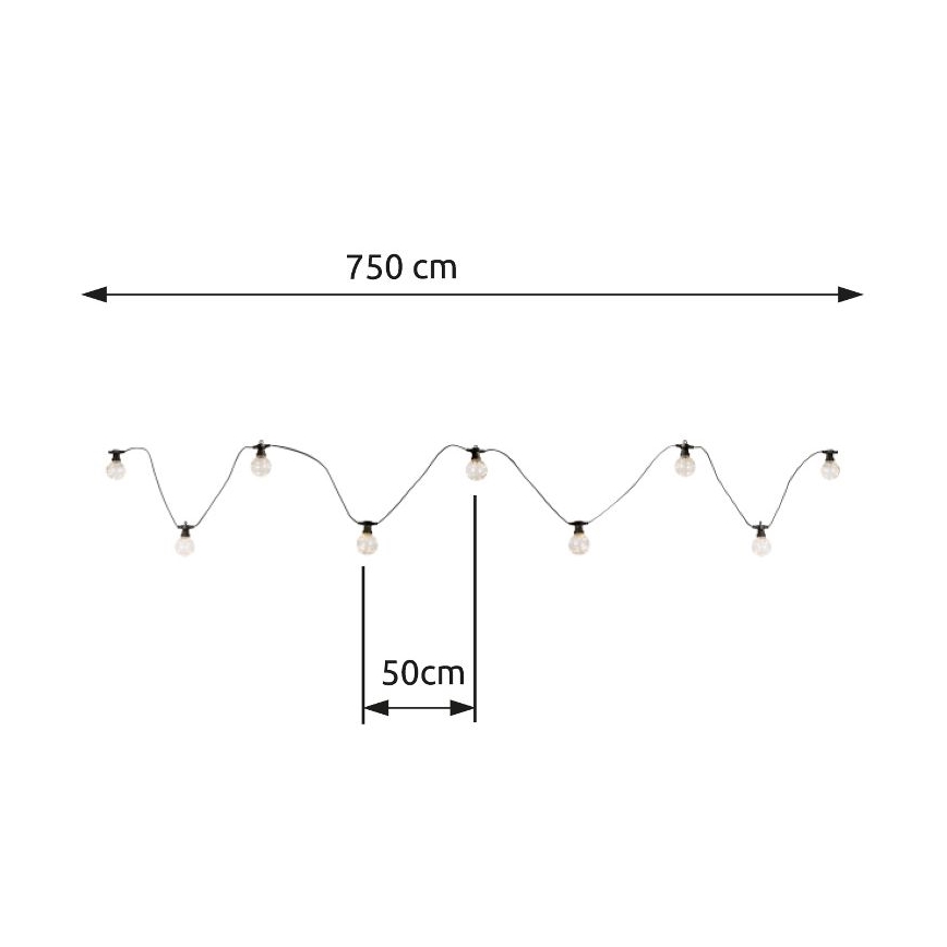 Globo - LED koristeketju ulkokäyttöön 10xLED/0,27W/230V 7,5 m IP44 musta