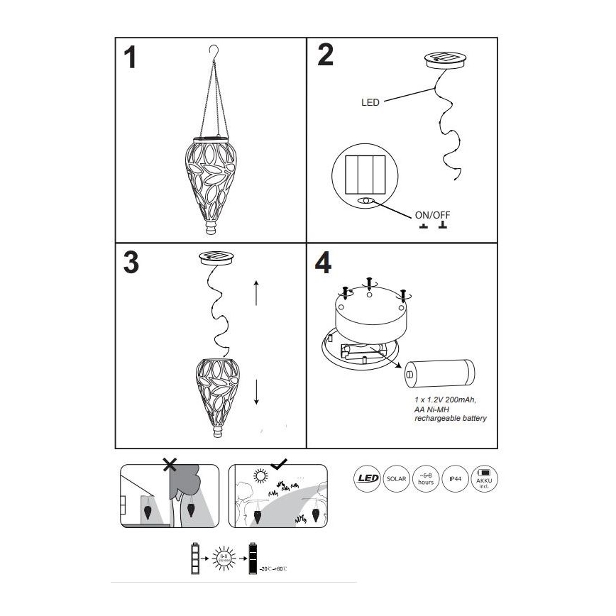Globo - LED Aurinkovalo LED/0,9W/3,2V IP44 kirkas