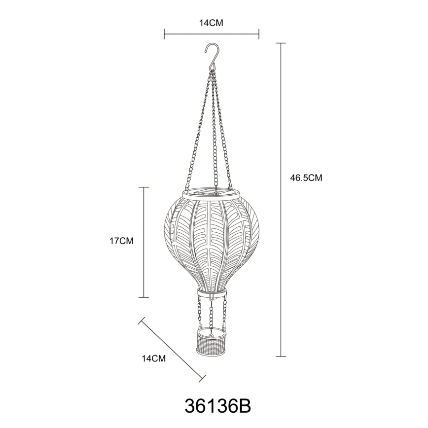 Globo - Riipus aurinkokennokoriste 20xLED/0,5W/3V IP44 Lentävä ilmapallo
