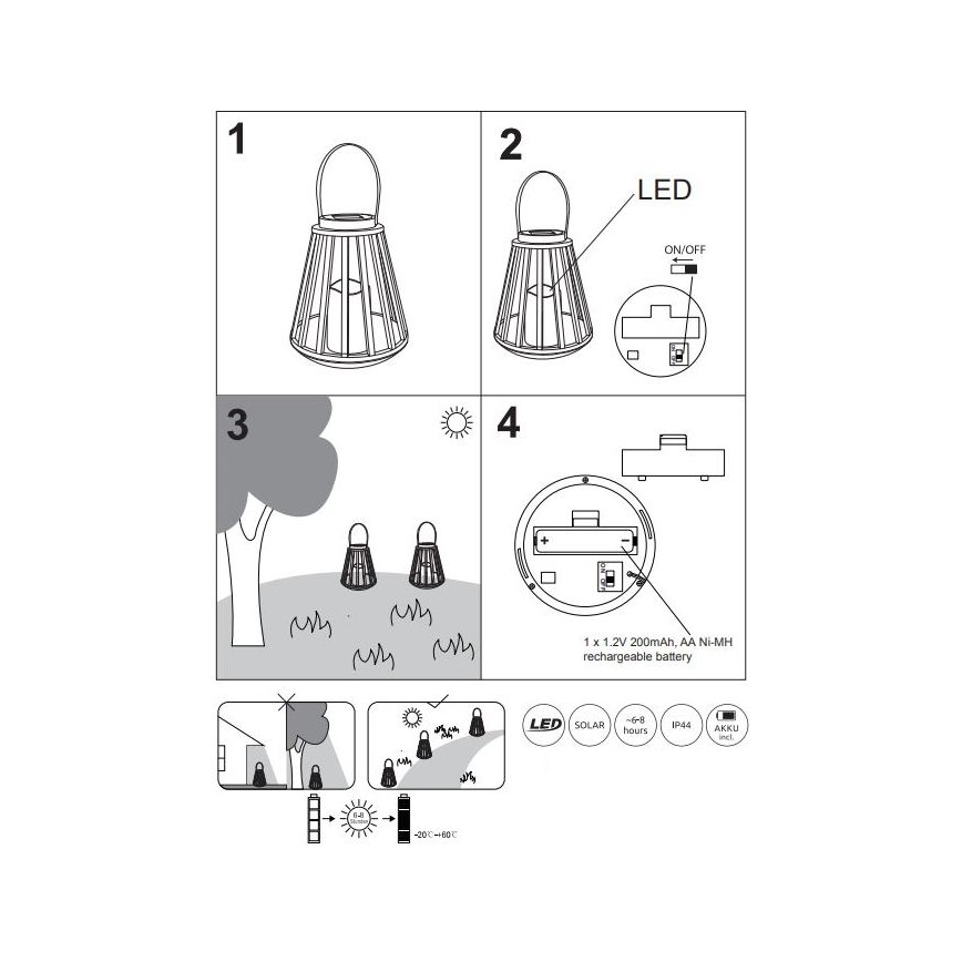 Globo - LED aurinkovalo LED/0,06W/3V 3200K IP44